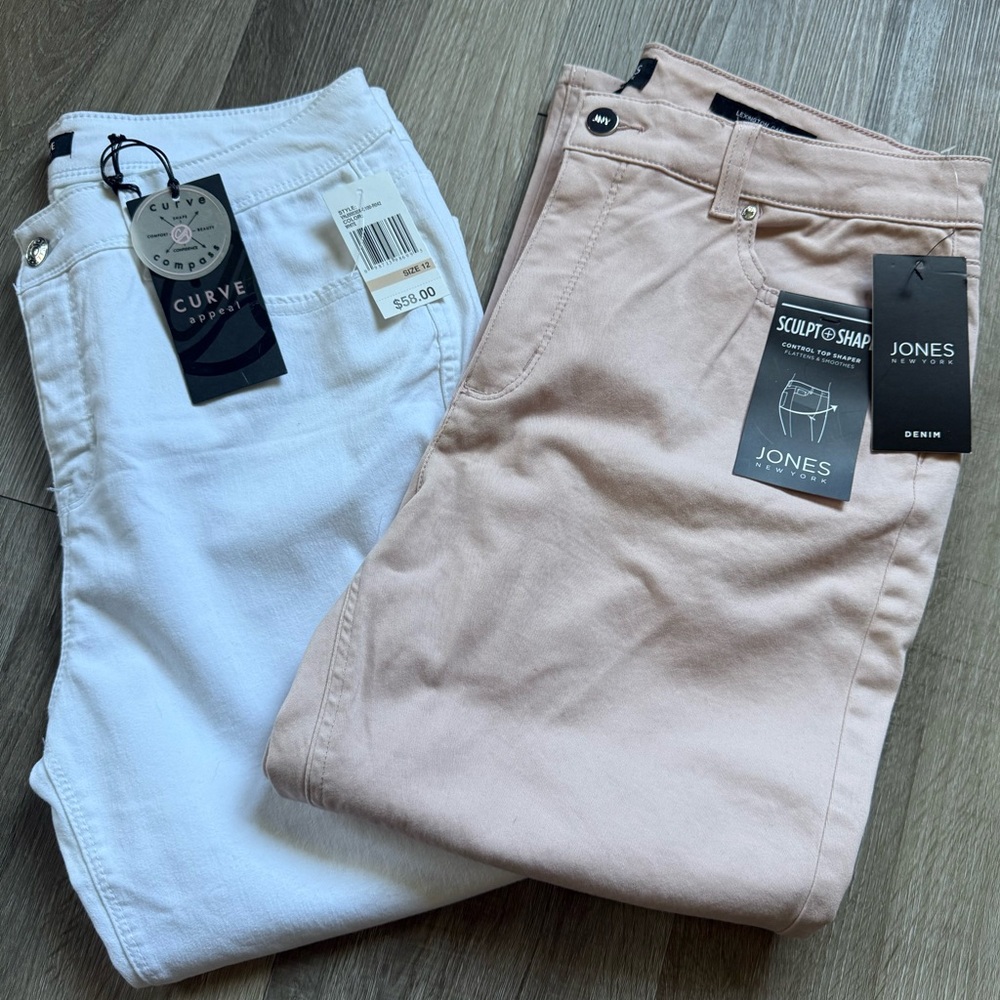 Jones New York Sculpt to Shape Pink Jeans & White Curve Apparel Jeans - Two Pack